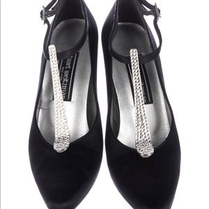 Stuart Weitzman Satin ankle strap pumps